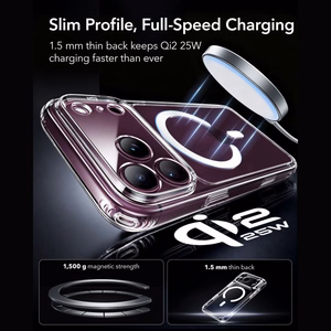 ESR Classic Hybrid MagSafe suojakuori mallille iPhone 18 Pro / 17 Pro – läpinäkyvä