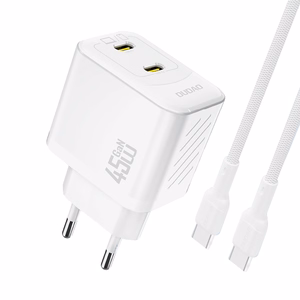 Dudao A28PCEU PD 45W GaN 2xUSB-C seinälaturi USB-C kaapelilla - valkoinen
