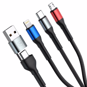 3mk Hyper Cable N-SERIES 6 in 1 USB-C / USB-A to USB-C / Lightning / Micro 1.2m QC 3.0 9V / 2A 18W - musta