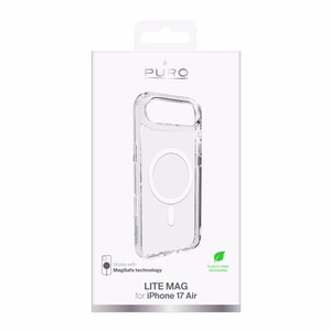 Puro Lite Mag TPU+PC suojakuori MagSafe-yhteensopiva iPhone 17 Air:lle - läpinäkyvä valkoisella renkaalla