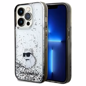 Karl Lagerfeld Liquid Glitter Choupette -suojakuori iPhone 14 Pro Maxille - läpinäkyvä