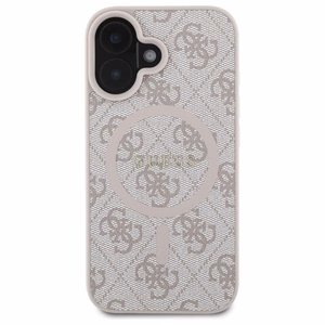 Guess 4G Ring Classic Logo MagSafe Suojakuori iPhone 16:lle - Vaaleanpunainen
