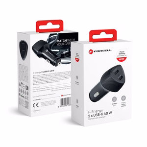 Autolaturi Forcell F-Energy Carbon 2 x USB C QC3.0 PD 3A 40W CC50-2C musta