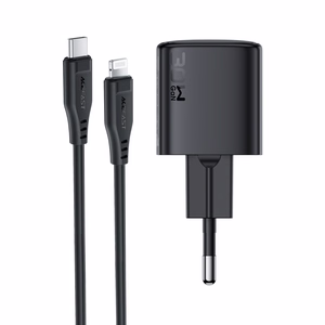 Acefast A118 30W GaN USB-C verkkolaturi 1.2m USB-C Lightning kaapelilla - musta