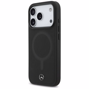 Mercedes Plain Smooth Nahkainen MagSafe Suojakuori iPhone 17 Pro:lle - Musta