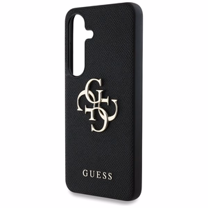 GUESS Grained Big 4G Logo Small Classic Logo Suojakuori Samsung Galaxy S25 Plus Musta