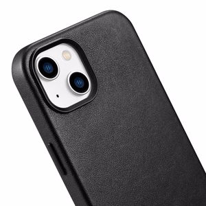 iCarer Case Nahkakotelo iPhone 14 Plus -puhelimelle aito nahkakotelo musta (yhteensopiva MagSafe)