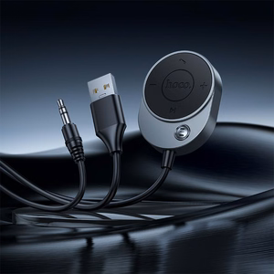 Langaton auton vastaanotin Hoco AUX Bluetooth kaapelilla Jack 3,5 mm E150 metalli harmaa
