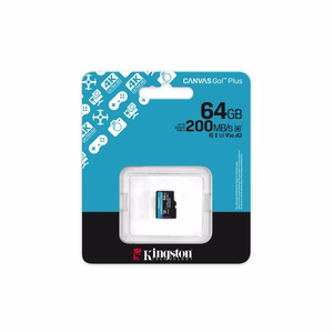 Kingston muistikortti 64GB microSDXC Canvas Go Plus Gen4 200R A2 U3 Single Pack w/o ADP