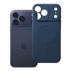 Silikoninen Mag Cover-suojakuori mallille iPhone 17 Pro Max / 18 Pro Max, MagSafe-yhteensopiva kameransuojauksella – tummansininen
