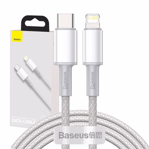 USB-C - Lightning Baseus High Density Braided kaapeli, 20W, PD, 2m (valkoinen)