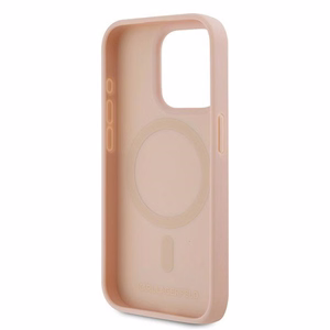 Karl Lagerfeld Nahkainen Monogram Metal Logo Suojakuori iPhone 15 Pro:lle - vaaleanpunainen