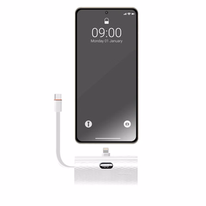 Ulkoinen akku Forcell F-Energy Power Plug F5K3 PD 20W 5000 mAh sisäänrakennetulla Lightning-liittimellä valkoinen