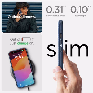 Spigen Mag Armor Suojakuori MagSafella iPhone 15 Plus:lle - Sininen