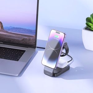 Langaton laturi Hoco 3in1 15W MagSafe-yhteensopiva CQ3 musta