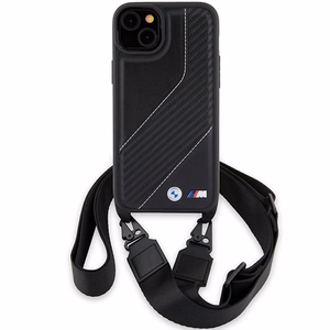 BMW M Edition Carbon Stripe & Hihna Suojakuori iPhone 15 Plus / 14 Plus:lle - musta