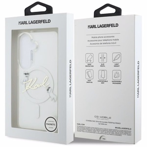 Karl Lagerfeld suojakuori IML KC Script MagSafe Samsung Galaxy S26:lle läpinäkyvä