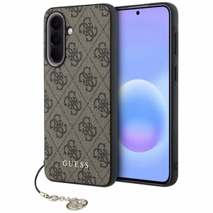 Guess HC PU 4G Classic Logo case with charm for Samsung Galaxy A57 brown