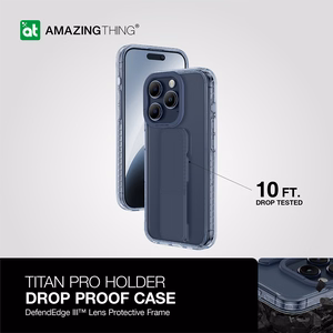 Amazing Thing Titan Pro Holder Case 10FT IP156.7PTHBU for Iphone 15 Pro Max navy with stand