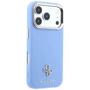 Guess Saffiano Small 4G & Classic Logo -suojakuori laitteelle iPhone 18 Pro Max / 17 Pro Max, MagSafe-yhteensopiva – vaaleansininen