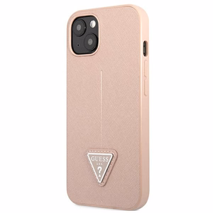 Guess GUHCP13SPSATLP iPhone 13 mini 5.4" vaaleanpunainen/vaaleanpunainen kova kotelo SaffianoTriangle Logo