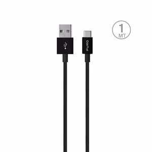 Puro White USB-A USB-C Kaapeli 1m - musta