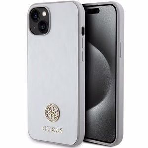 Guess GUHCP15MPS4DGPS iPhone 15 Plus 6.7 hopeinen/hopeinen kovakuori Strass Metal Logo