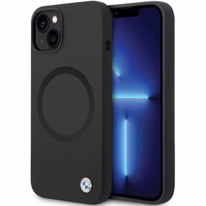 BMW BMHMP14SSILBK2 Suojakuori iPhone 14:lle - musta Signature Liquid Silicone MagSafe