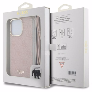 Guess GUHCP15LHC4SEP HC Crossbody Cord 4G Print -suojakuori iPhone 15 Pro 6,1:lle - vaaleanpunainen