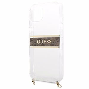 Guess GUHCP13SKC4GBGO iPhone 13 mini 5.4" läpinäkyvä kovakotelo 4G ruskea hihna kultainen ketju