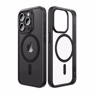 Rock Guard Series magneettinen suojakuori Iphone 15 Plus -puhelimelle, läpinäkyvä-musta