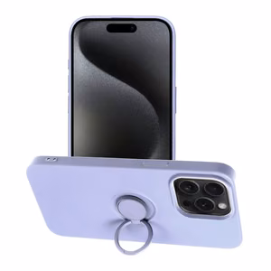 Silikoninen Suojakuori Renkaalla iPhone 15 PRO MAX:lle violetti
