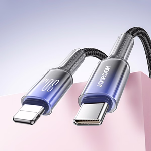 Joyroom S-A42 Crystal-Clear Series 30W USB-C - Lightning -kaapeli 1,2 m - musta
