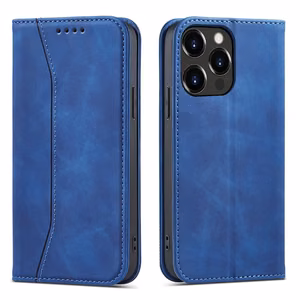 Magneetti Fancy Case tapauksessa iPhone 14 Pro Max kansi flip lompakko jalusta sininen