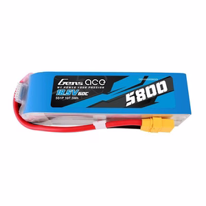 Gens Ace 5800 mAh 60C 18,5 V 5S1P Lipo-akku, jossa on XT90-liitin