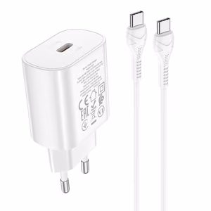 Laturi Hoco N22 25W USB-C + USB-C–USB-C-kaapeli 1,0 m valkoinen