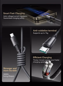 Joyroom S-A50 Unlimited Series 60W USB-C - USB-C -kaapeli magneettisella kaapelinorganisaattorilla 1,2 m - harmaa