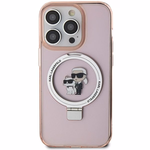 KARL LAGERFELD Suojakuori IPHONE 15 Pro MagSafe-yhteensopiva KLHMP15LHMRSKCP (Ringstand KC) vaaleanpunainen