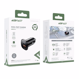 Acefast auton laturi 38W USB Type C / USB, PPS, Power Delivery, Quick Charge 3.0, AFC, FCP musta (B1 black)