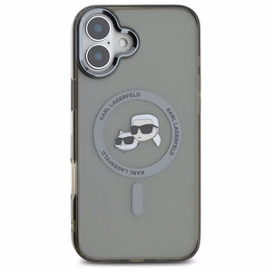 Karl Lagerfeld IML Metal Karl&Choupette Head MagSafe Case for iPhone 16 Plus - Black