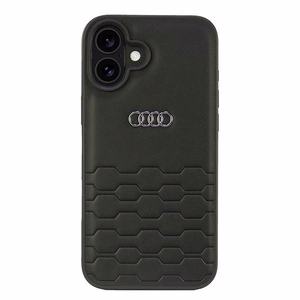 Audi Synteettinen Nahka iPhone 16 Plus 6.7" Musta/Musta Kova Suojakuori AU-TPUPCIP16M-GT/D2-BK