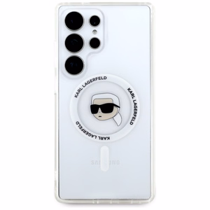 Karl Lagerfeld Button Karl Head Printed Logo MagSafe Suojakuori Samsung Galaxy S25 Ultra Valkoinen