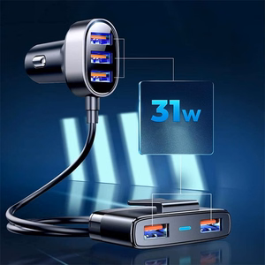 Joyroom nopea autolaturi 5x USB 6.2 A jatkokaapelilla musta (JR-CL03)