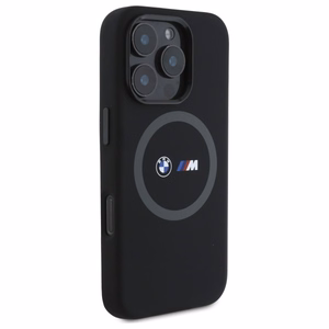 BMW M Silikoninen Printed Ring MagSafe suojakuori iPhone 16 Pro Max:lle - musta