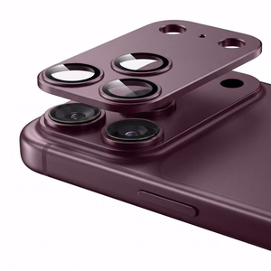 Tech-Protect Camfull Fit+ -karkaistu kameransuojalasi iPhone 18 Pro Maxille, viininpunainen