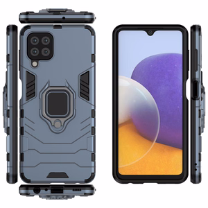 Ring Armor Case Kickstand Kova Rugged Cover Samsung Galaxy A22 4G sininen sininen