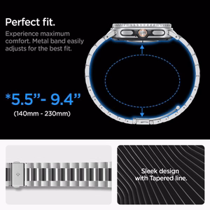 Spigen Modern Fit -hihna Galaxy Watch 8 / Classic (40 / 44 / 46mm) hopeinen