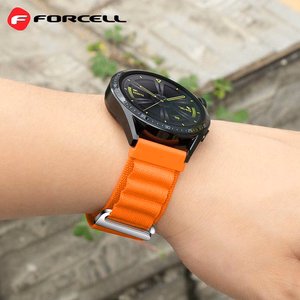 Hihna Samsung Galaxy Watch:lle Forcell F-Design FS05 polyesterikuitu solki 22 mm oranssi