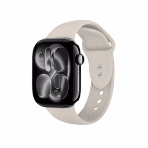 Crong Liquid -nestemäisestä silikonista valmistettu ranneke Apple Watch 38/40/41/42 mm:lle, kivenbeige