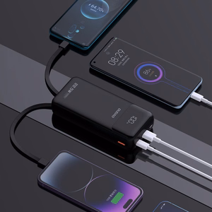 Dudao K15Pro Power Bank 20000mAh 22.5W PD USB-C / USB-A / Sisäänrakennettu Lightning ja USB-C kaapelit - Musta